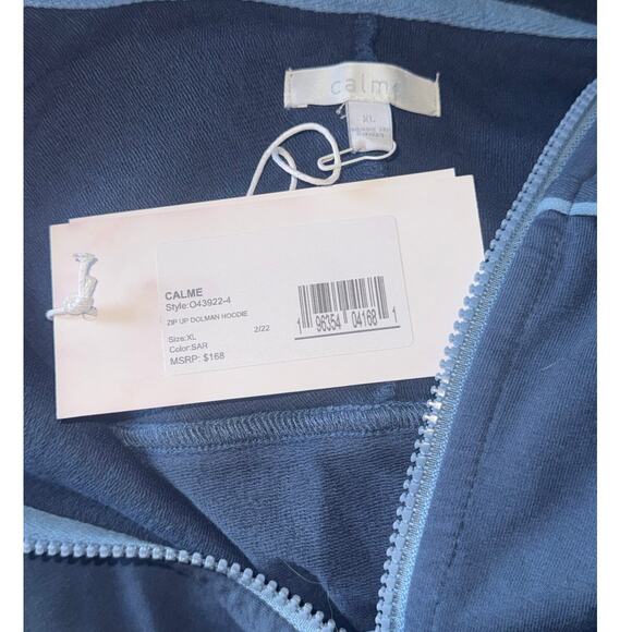 *SOLD* NWT! Johnny Was Calme Blue Zip Up Dolman Hoodie - Size XL (MSRP $168) - Picture 8 of 8